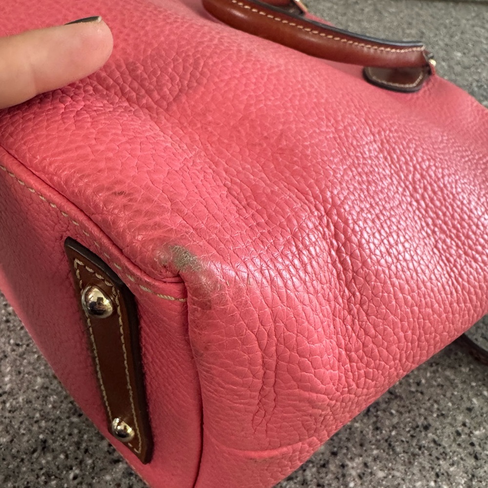 Dooney & Bourke Pink Satchel with Brown Accents - Picture 6 of 11